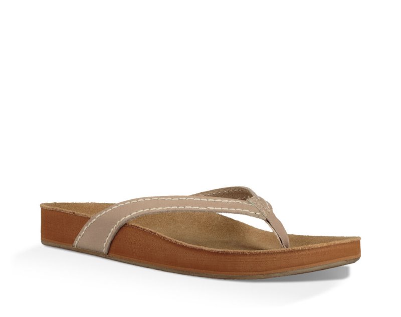 Tong Sanuk She Loungey Cuir Femme - Marron LZBOAH310